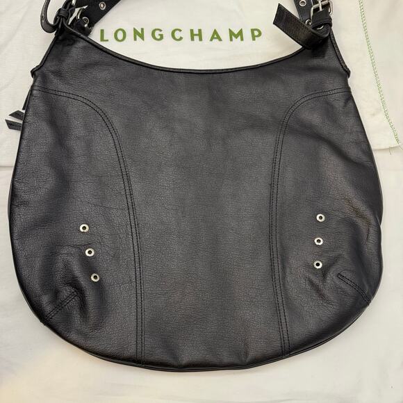 NEW Rare Vintage Kate Moss for Longchamp Black Leather Zebra Ladbroke Hobo Bag - Picture 2 of 12